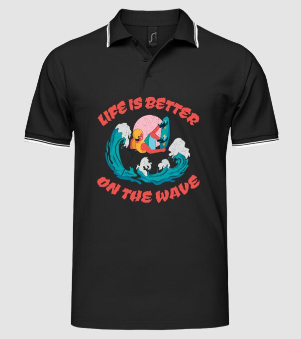 Wakeboard - Life is better on the wave model negru pe tricou