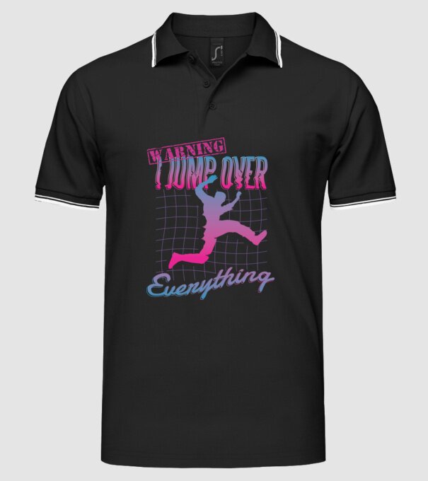 Warning I Jump over everything Parkour model negru pe tricou