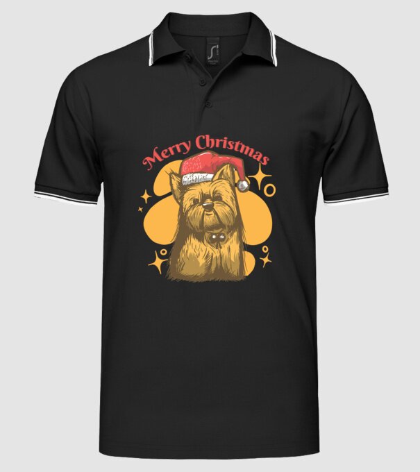 Crăciun Yorkie model negru pe tricou