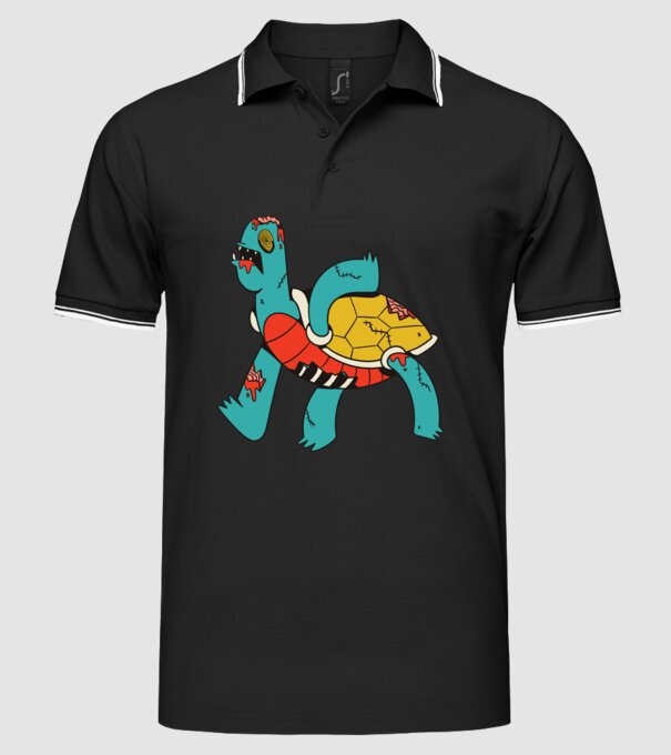 Broască țestoasă Zombie model negru pe tricou