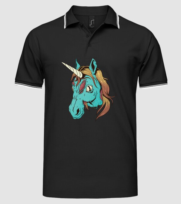 Unicorn Zombie model negru pe tricou