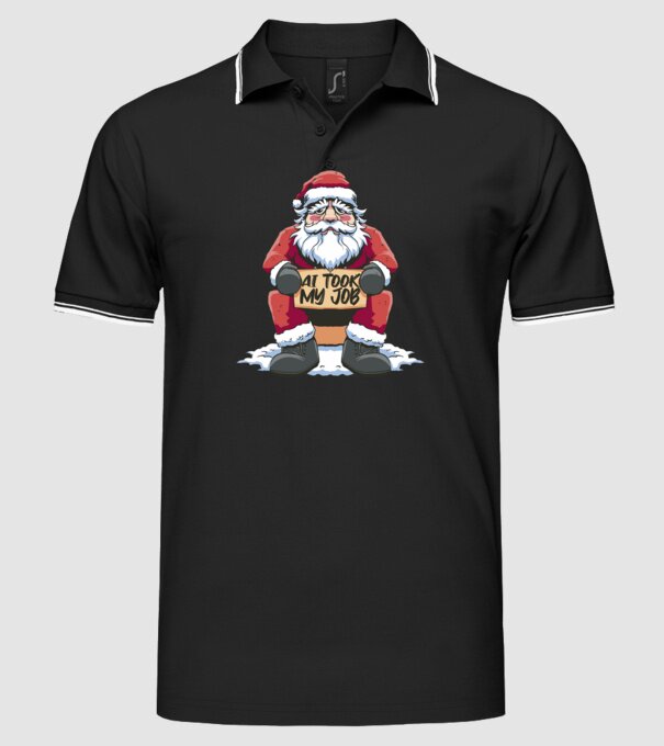 AI took my job Santa model negru pe tricou
