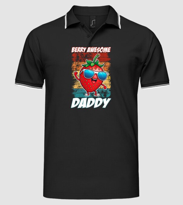Berry Awesome Daddy Strawberry model negru pe tricou