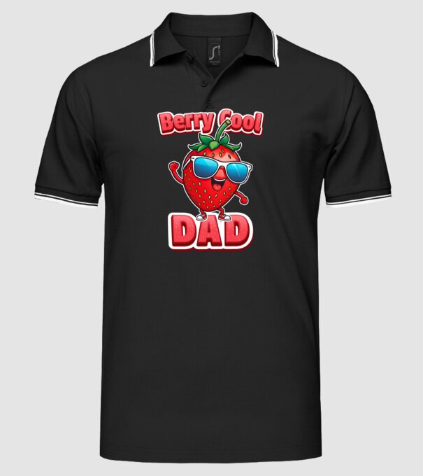 Berry Cool Dad Strawberry model negru pe tricou