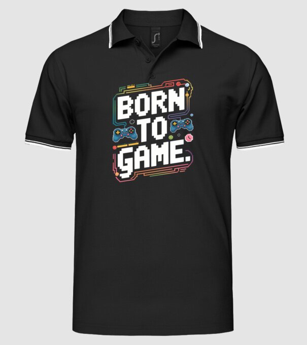Born to Game Pixel Negru model negru pe tricou