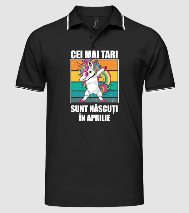 Cei mai tari sunt născuți în aprilie model negru pe tricou