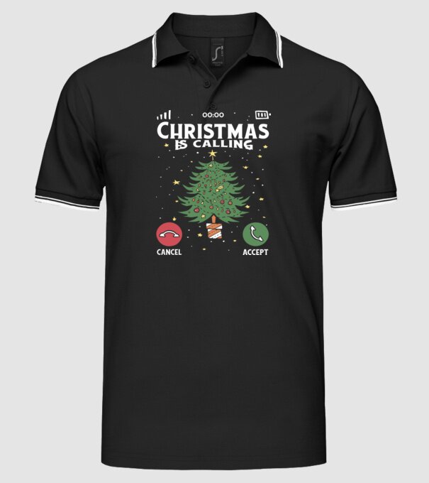 Christmas is calling model negru pe tricou