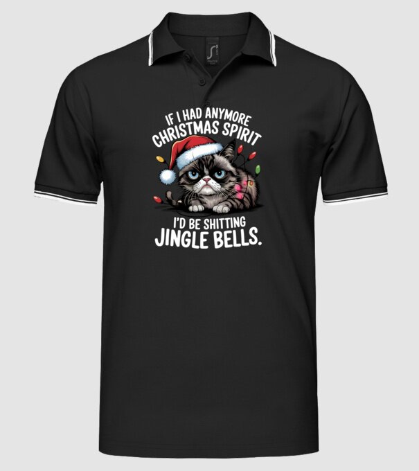 Christmas Spirit Grumpy Cat Negru model negru pe tricou