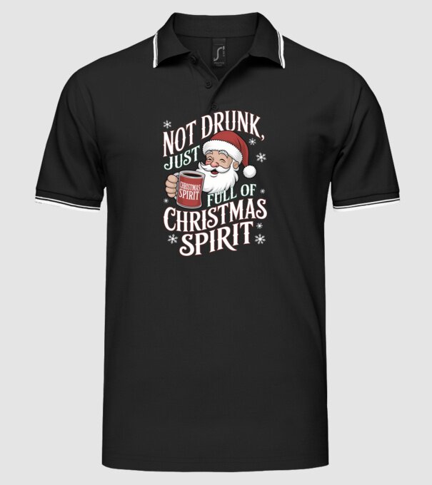Christmas Spirit Santa model negru pe tricou