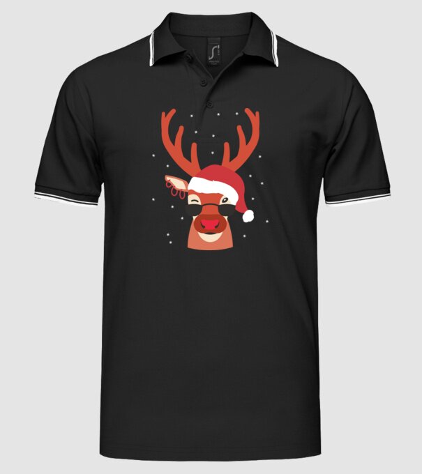 Cool Reindeer Rudolph model negru pe tricou