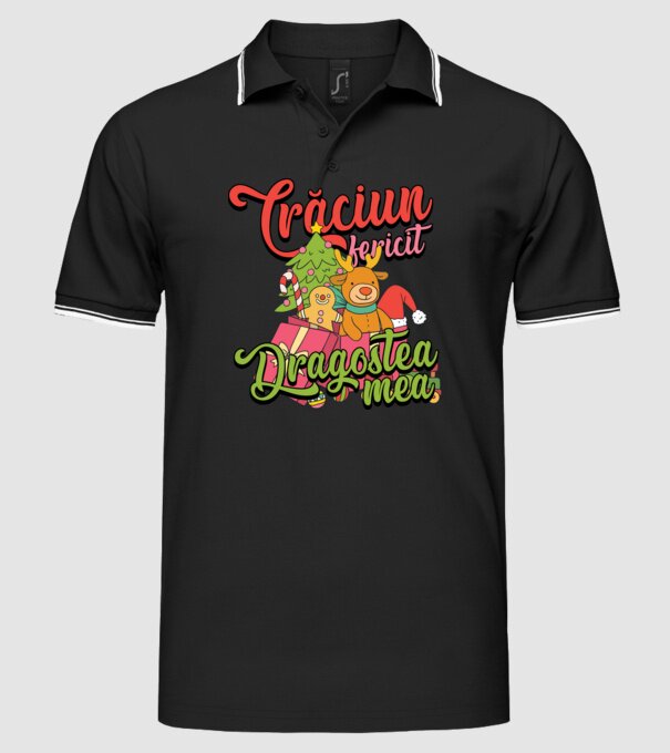 CRĂCIUN FERICIT DRAGOSTEA MEA model negru pe tricou