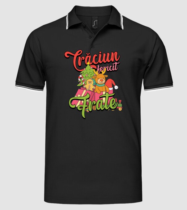 CRĂCIUN FERICIT FRATE / SORĂ model negru pe tricou