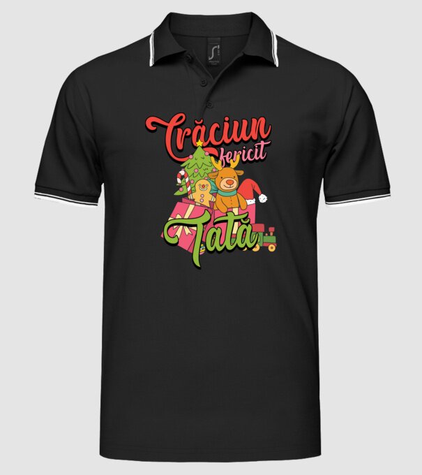 CRĂCIUN FERICIT TATĂ model negru pe tricou