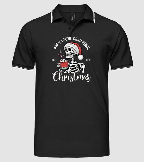 Dead inside, but it's christmas Negru model negru pe tricou