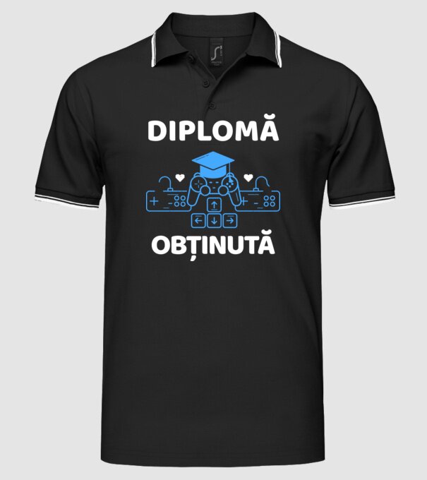 Diplomă obținută model negru pe tricou
