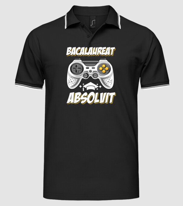Gameri şcoală Bacalaureat model negru pe tricou