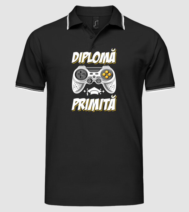 Gameri şcoală Diplomă model negru pe tricou