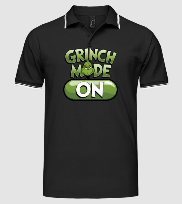 Grinch mode ON model negru pe tricou