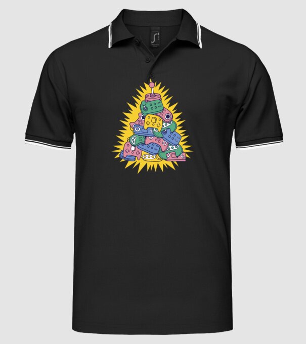 Joystick pom de Crăciun model negru pe tricou