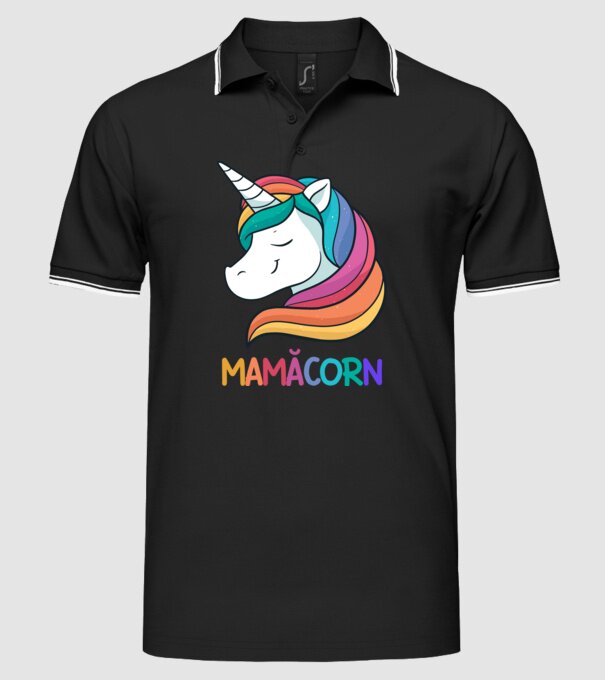 mamăcorn model negru pe tricou