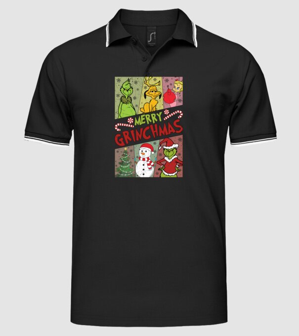 Merry Grinchmas - Grinch model negru pe tricou