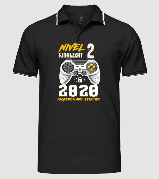 Nivel 2 finalizat. 2020 nașterea unei legende model negru pe tricou