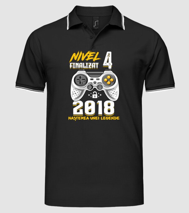 Nivel 4 finalizat. 2018 nașterea unei legende model negru pe tricou