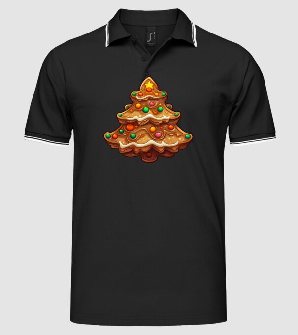 pom de Crăciun din turtă dulce model negru pe tricou