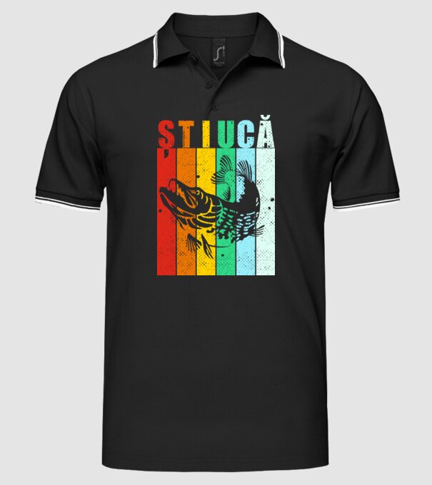 știucă model negru pe tricou