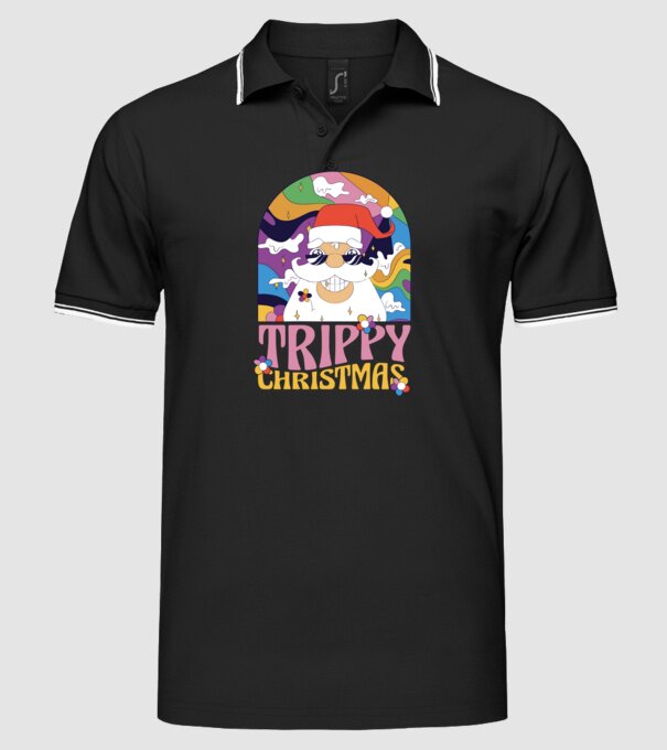 Trippy Christmas model negru pe tricou