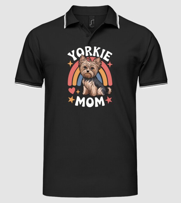 Yorkie Mom Negru model negru pe tricou