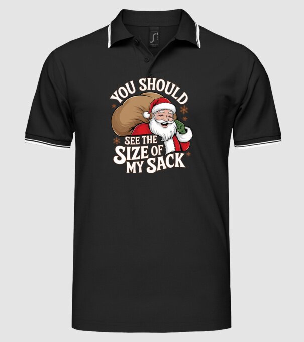 You Should See The Size Of My Sack Santa model negru pe tricou