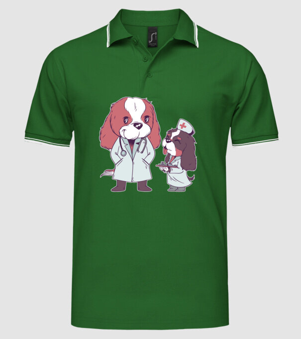 Veterinar câini model verde pe tricou