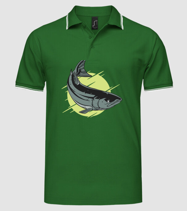 Atlantic Salmon - Somon de Marea Baltică model verde pe tricou