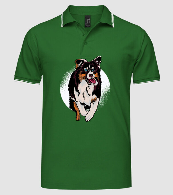 Câine ciobănesc Australian model verde pe tricou