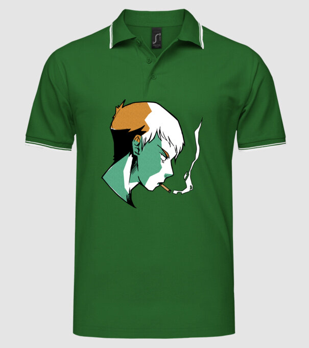 Anime băiat fumător model verde pe tricou