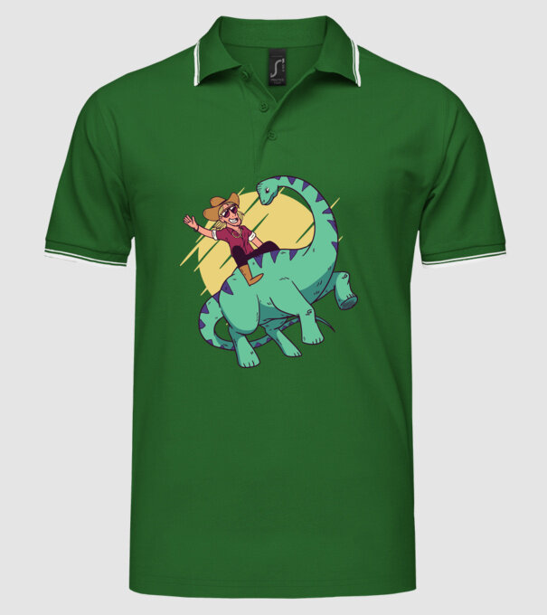 Dinozaur Cowboy model verde pe tricou