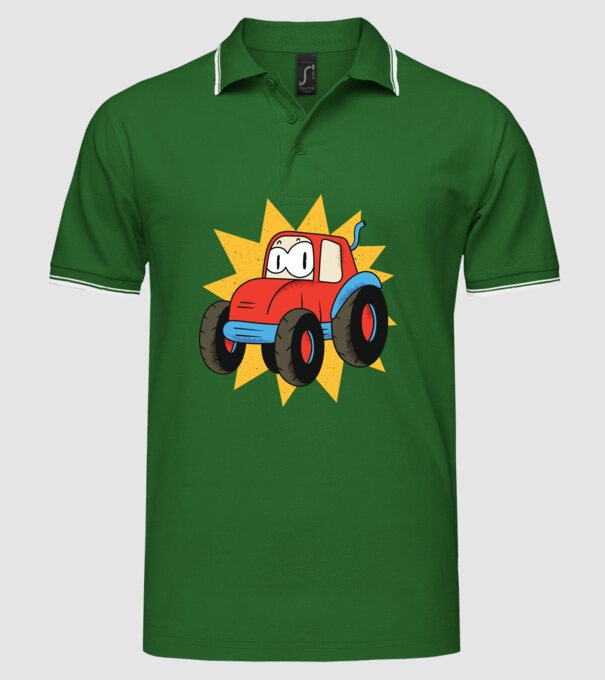 Tractor drăguț pentru copii model verde pe tricou