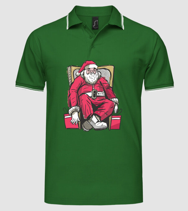 Moș Crăciun Obosit model verde pe tricou