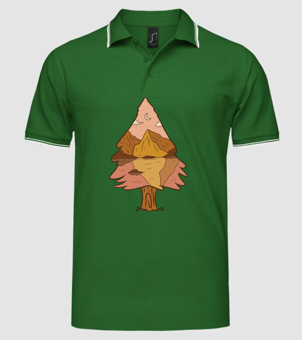 Brad Natură model verde pe tricou