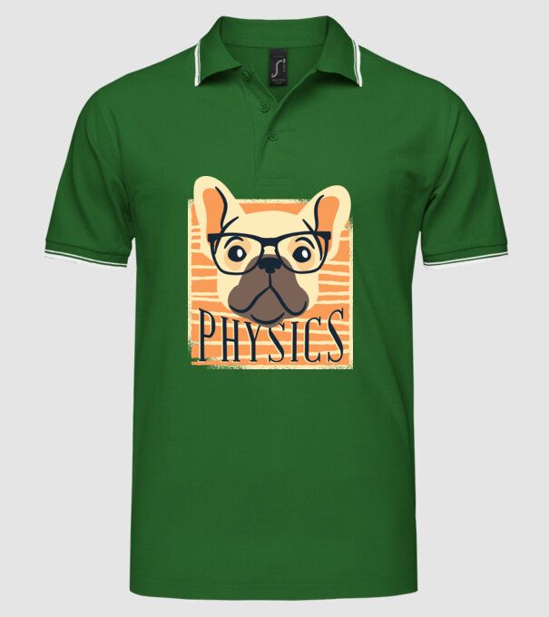 Câine Fizică model verde pe tricou