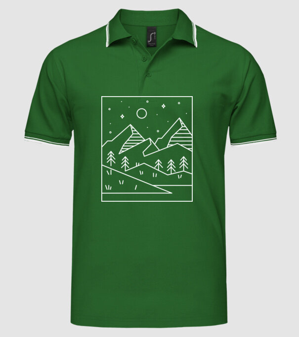 Peisaj geometric model verde pe tricou