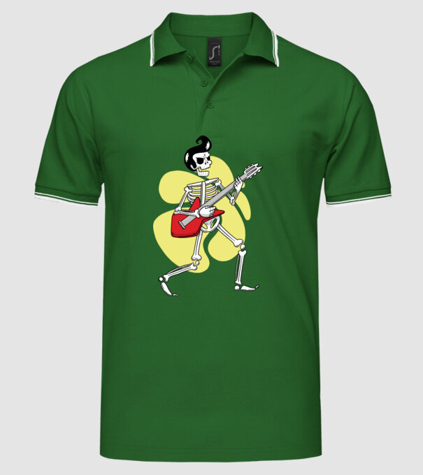 Schelet Elvis cu chitară model verde pe tricou