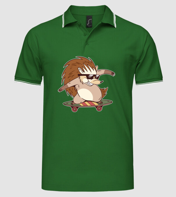 Arici Skateboarder model verde pe tricou