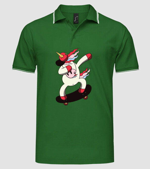 Skateboarder Unicorn DAB model verde pe tricou