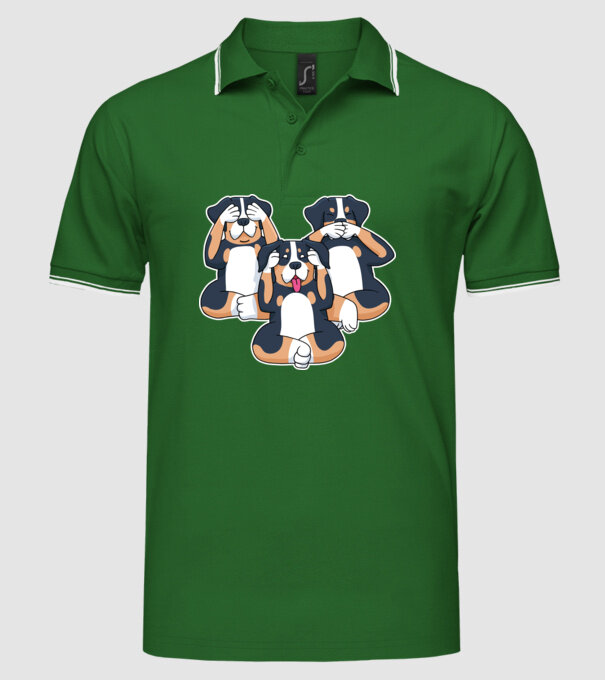 Trei câini model verde pe tricou