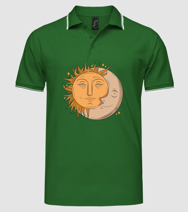 Luna și Soarele model verde pe tricou