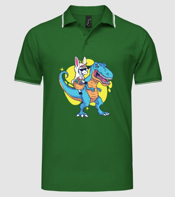 Dinozaur de Paște model verde pe tricou