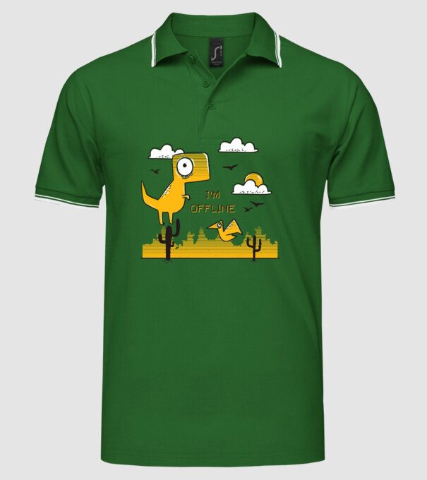 'I''m Offline - tricou amuzant cu dinozaur' model verde pe tricou
