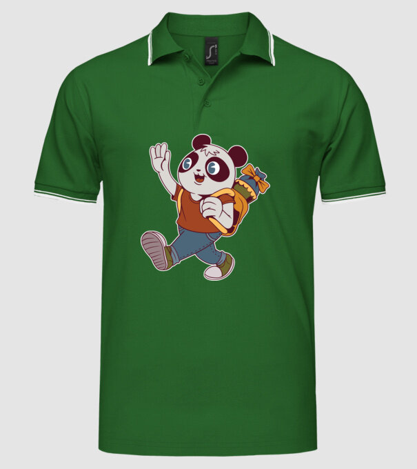 Panda școlar model verde pe tricou